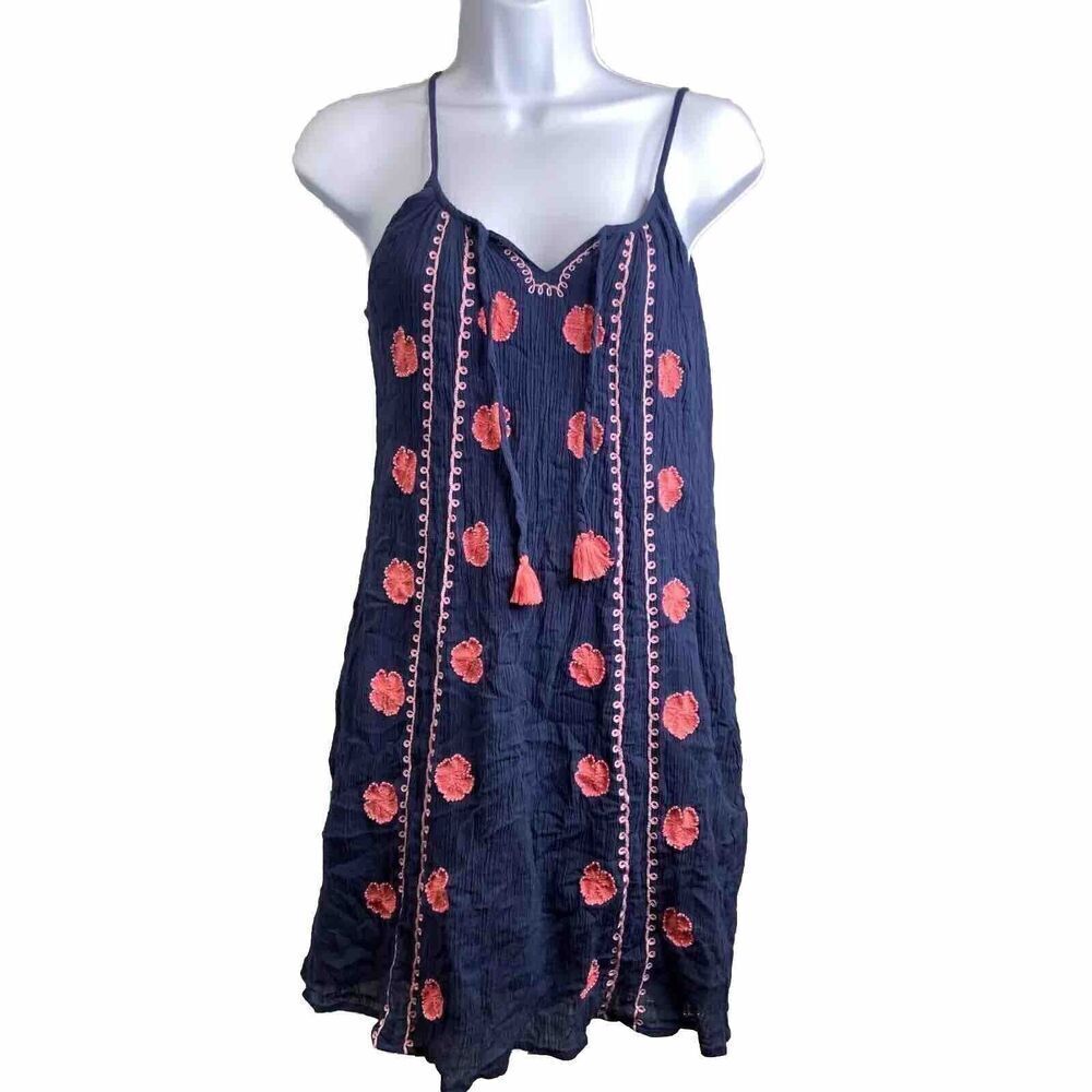 Letarte‎ Crochet Floral Flowy Dress Indian Cotton Size XS Summer Party Hamptons